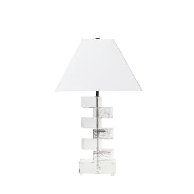 Modernist Hand Blown Murano Stacked Faceted Trapezoidal Glass Table Lamps