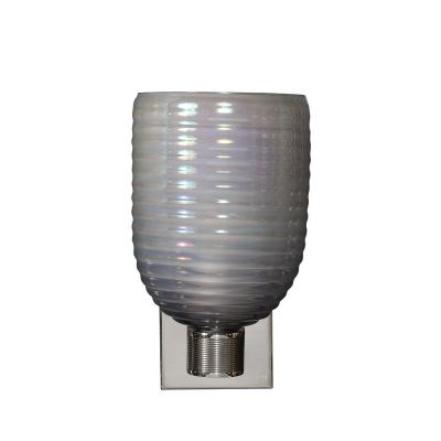 Modernist Hand Blown Smoked Cerulean Hive Murano Glass Nickel Fitted Sconces