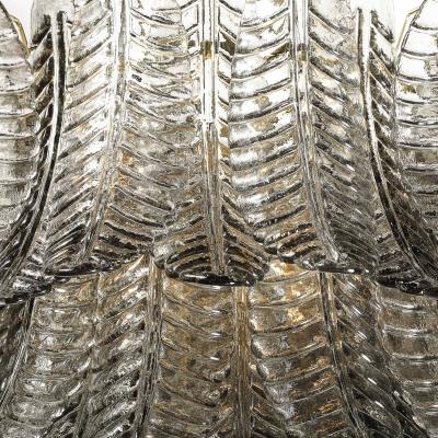 Modernist Hand Blown Smoked Gray Murano Glass 3 Tier Reeded Feather Chandelier