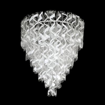 Modernist Hand Blown White and Translucent Murano Glass Torciglioni Chandelier