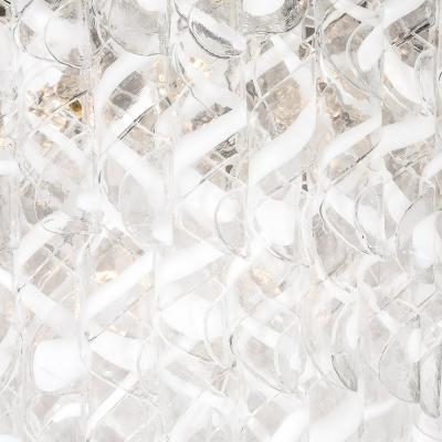 Modernist Hand Blown White and Translucent Murano Glass Torciglioni Chandelier