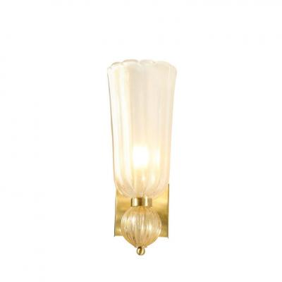 Modernist Handblown Murano Glass Elongated Tulip Sconces w 24 kt Gold Flecks