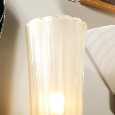 Modernist Handblown Murano Glass Elongated Tulip Sconces w 24 kt Gold Flecks