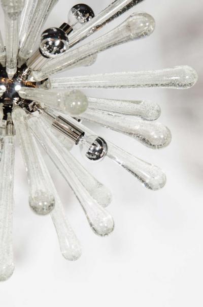 Modernist Handblown Murano Glass Sputnik Chandelier with Chrome Fittings