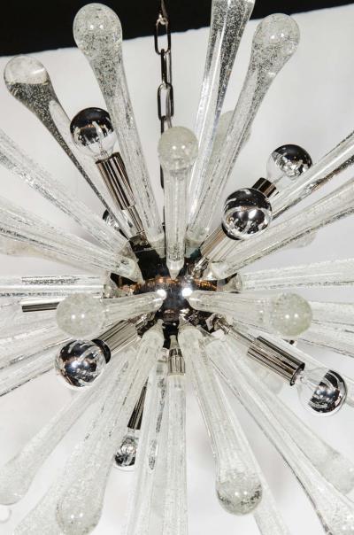Modernist Handblown Murano Glass Sputnik Chandelier with Chrome Fittings