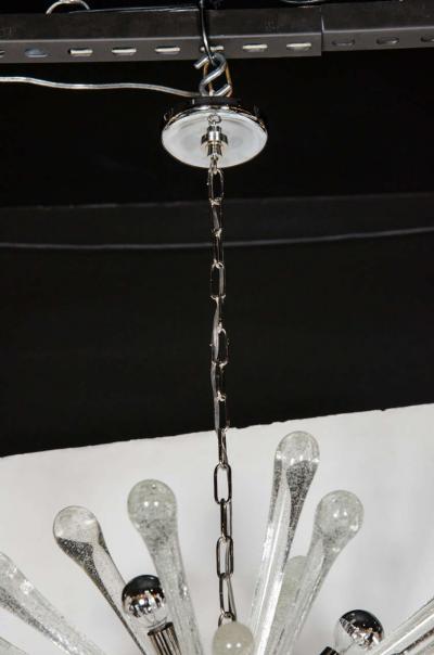 Modernist Handblown Murano Glass Sputnik Chandelier with Chrome Fittings