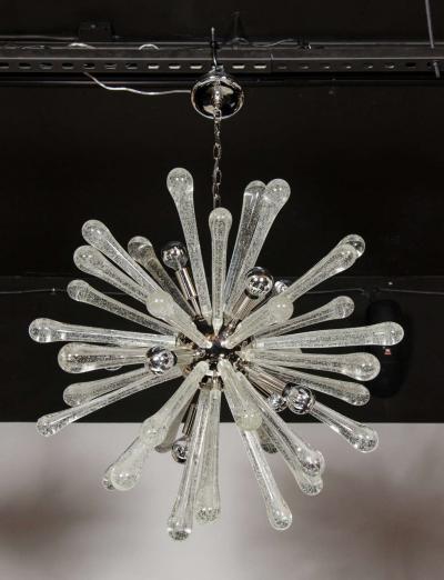 Modernist Handblown Murano Glass Sputnik Chandelier with Chrome Fittings