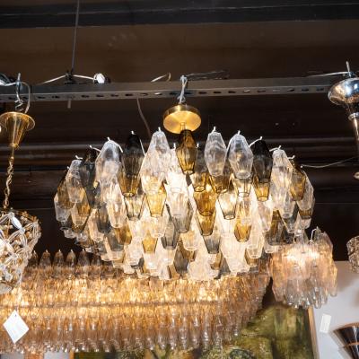 Modernist Handblown Murano Mixed Polyhedral Chandelier with Brass Fittings