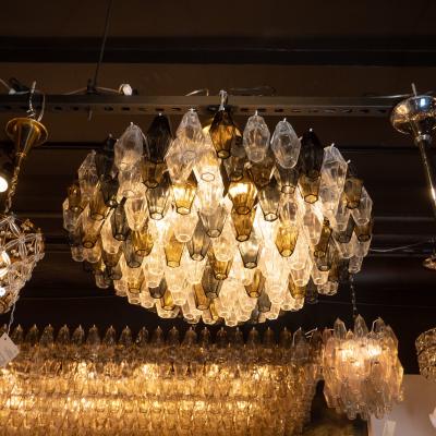 Modernist Handblown Murano Mixed Polyhedral Chandelier with Brass Fittings