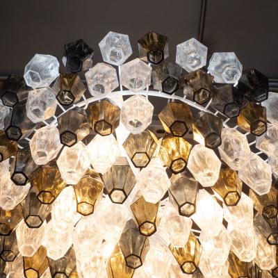 Modernist Handblown Murano Mixed Polyhedral Chandelier with Brass Fittings