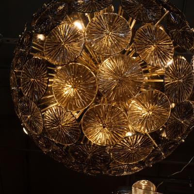 Modernist Handblown Murano Smoked Bronze Glass and Polished Brass Sputnik