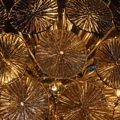 Modernist Handblown Murano Smoked Bronze Glass and Polished Brass Sputnik