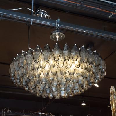 Modernist Handblown Murano Smoked Glass Polyhedral with Chromed Fittings