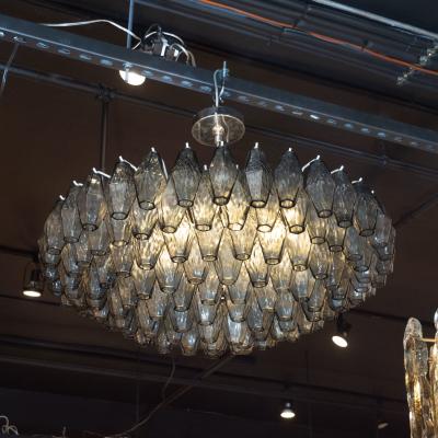 Modernist Handblown Murano Smoked Glass Polyhedral with Chromed Fittings