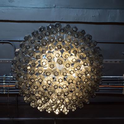 Modernist Handblown Murano Smoked Glass Polyhedral with Chromed Fittings