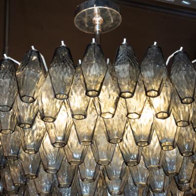 Modernist Handblown Murano Smoked Glass Polyhedral with Chromed Fittings