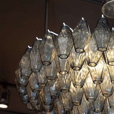 Modernist Handblown Murano Smoked Glass Polyhedral with Chromed Fittings