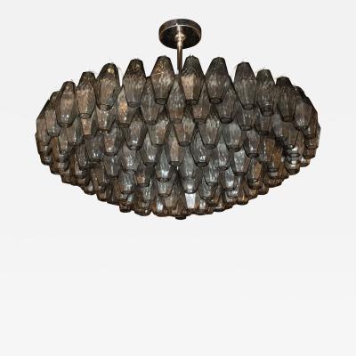 Modernist Handblown Murano Smoked Glass Polyhedral with Chromed Fittings
