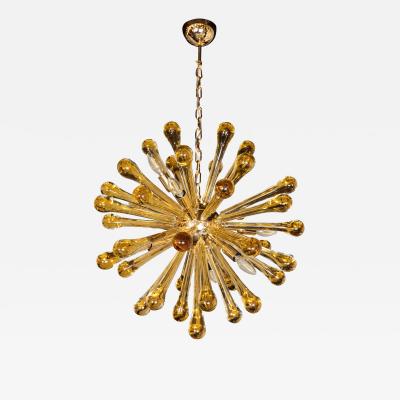 Modernist Handblown Murano Smoked Honey Glass Sputnik with Brass Fittings