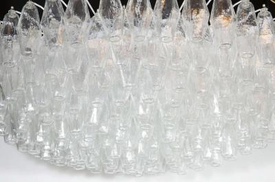 Modernist Handblown Murano Translucent Glass and Chrome Polyhedral Chandelier