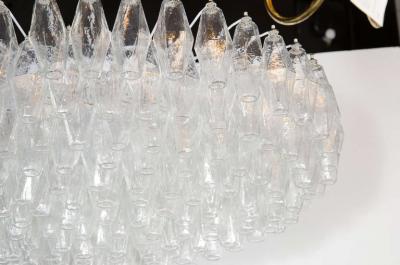 Modernist Handblown Murano Translucent Glass and Chrome Polyhedral Chandelier