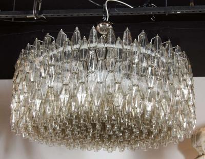Modernist Handblown Smoked Murano Glass Polyhedral Chandelier