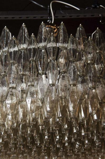 Modernist Handblown Smoked Murano Glass Polyhedral Chandelier