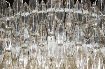 Modernist Handblown Smoked Murano Glass Polyhedral Chandelier