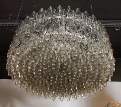 Modernist Handblown Smoked Murano Glass Polyhedral Chandelier