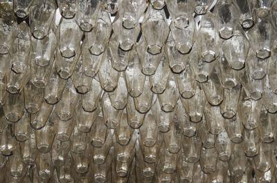Modernist Handblown Smoked Murano Glass Polyhedral Chandelier