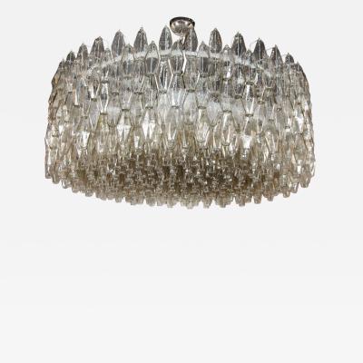 Modernist Handblown Smoked Murano Glass Polyhedral Chandelier