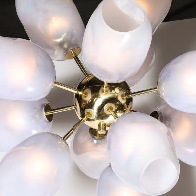 Modernist Helios Chandelier in Hand Blown Murano Smoked Lavender Glass Brass