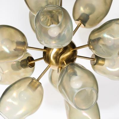 Modernist Helios Chandelier in Hand Blown Murano Smoked Opalescent Glass