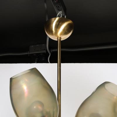 Modernist Helios Chandelier in Hand Blown Murano Smoked Opalescent Glass