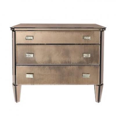 Modernist Hollywood Regency Style Smoked Bronze Mirrored Chest of Drawers