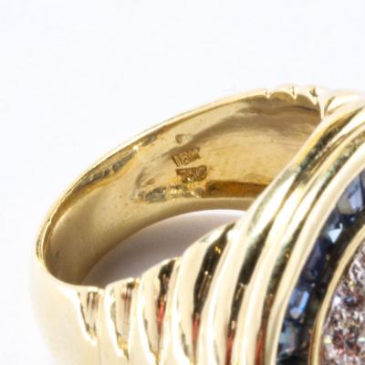 Modernist Invisibly Set Sapphire Diamond and Gold Ring
