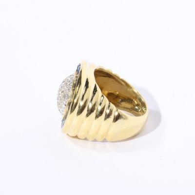 Modernist Invisibly Set Sapphire Diamond and Gold Ring