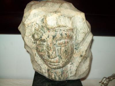 Modernist Marble Sculpture on Granite Base