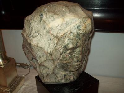 Modernist Marble Sculpture on Granite Base