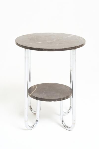 Modernist Marble and Nickel Side Table