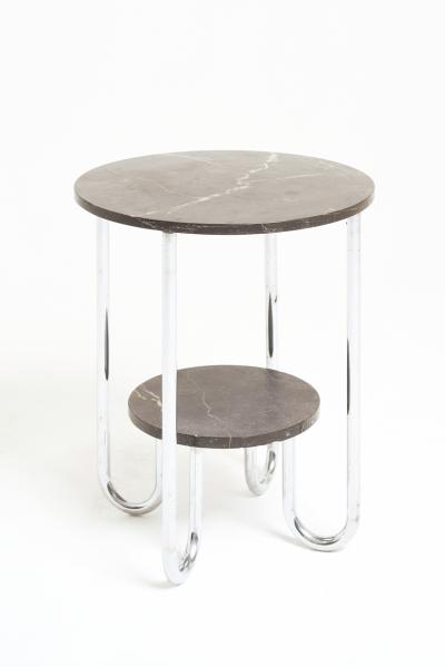 Modernist Marble and Nickel Side Table
