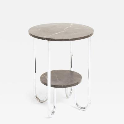 Modernist Marble and Nickel Side Table