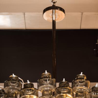 Modernist Murano Glass Smoked Silver Barbell Chandelier with Brass Fittings