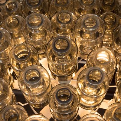 Modernist Murano Glass Smoked Silver Barbell Chandelier with Brass Fittings