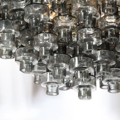 Modernist Murano Smoked Grey Glass Barbell Chandelier with Brass Fittings
