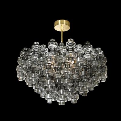 Modernist Murano Smoked Grey Glass Barbell Chandelier with Brass Fittings