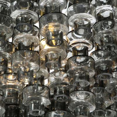 Modernist Murano Smoked Grey Glass Barbell Chandelier with Brass Fittings