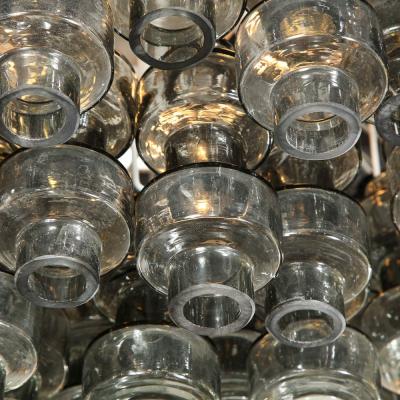 Modernist Murano Smoked Grey Glass Barbell Chandelier with Brass Fittings