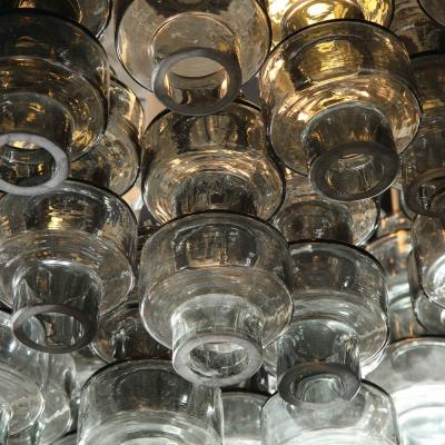 Modernist Murano Smoked Grey Glass Barbell Chandelier with Brass Fittings