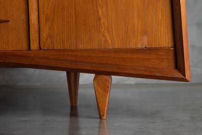 Modernist Oak Highboard Reconstruction Period France Circa 1955